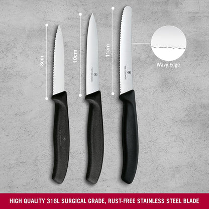 Victorinox Set de Cuchillos Mondadores, Swiss Classic, 3 piezas, Negro