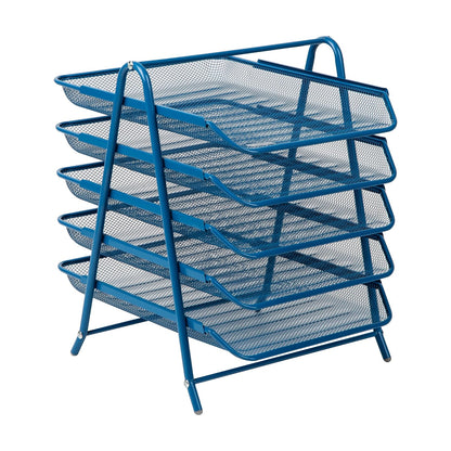 Mind Reader - Organizador de computadora con 3 charolas deslizantes para Cartas, Documentos, Correos, Archivos, Papel, 5 Tier Turquoise, 1 - Turquesa Azul