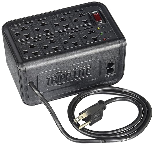 Tripp Lite VR1208R Regulador de Voltaje de 1200VA con Supresión de Sobretensiones, 8 Contactos