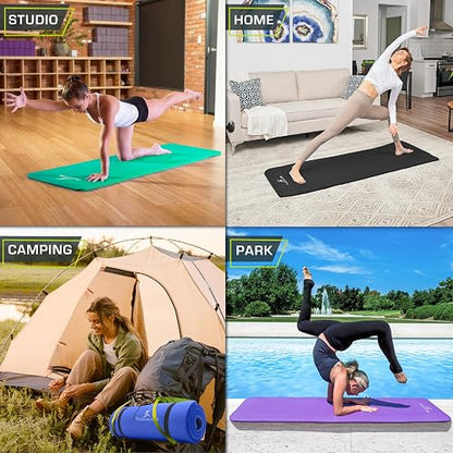 ProsourceFit - Colchoneta Extra Gruesa para Yoga y Pilates, 13 mm (½») y 180 cm de Largo, de Alta Densidad, con cómoda Espuma y Correa de Transporte