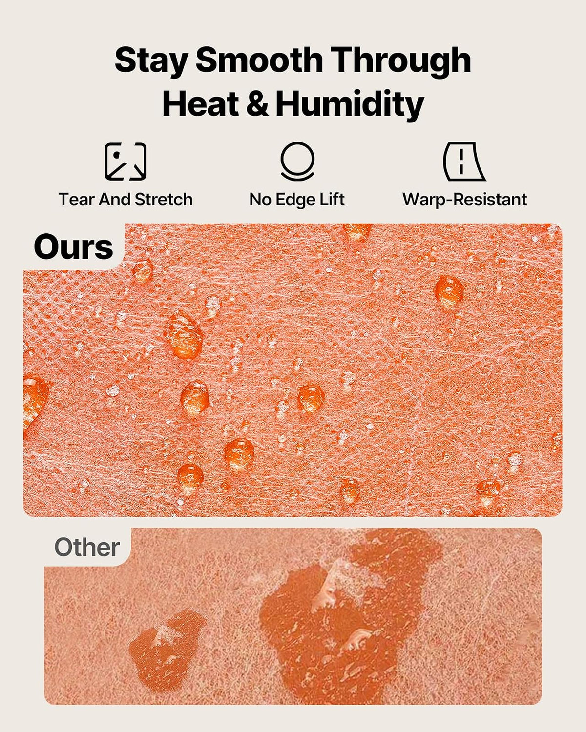 VEVOR Membrana Impermeable de Polietileno 1 x 10 m 10 m² Espesor de 0,5 mm, Lámina Impermeabilizante 1 Rollo, Tela no Tejida de 2 Capas, Membrana para Ducha para Azulejo, Cerámica, Pared, Naranja