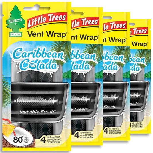 Little Trees Ambientador para Automóvil con Envoltura de Ventilación, Caribbean Colada (16 Ambientadores), CTK-52725-24