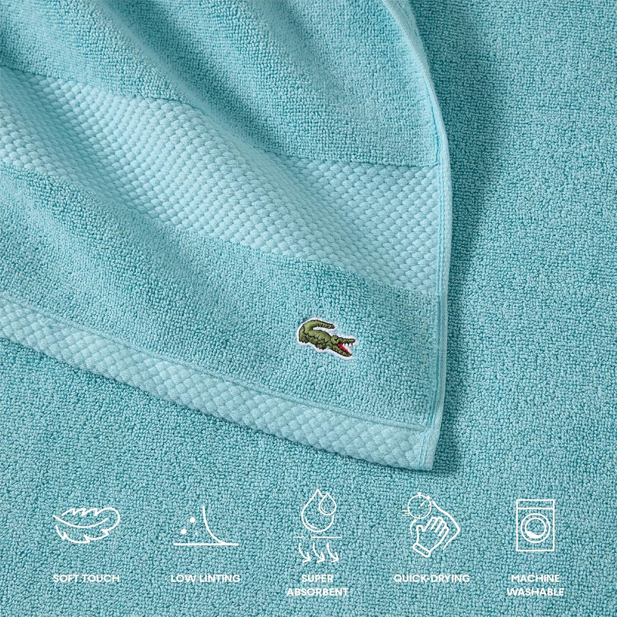 Lacoste Heritage Supima - Toalla de Mano de algodón, Celestial, 40.6 x 76.2 cm
