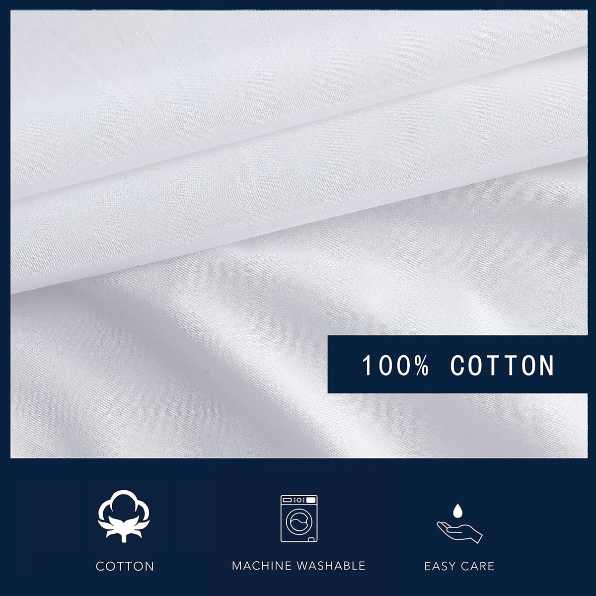 Nautica - Sábana Bajera Ajustable Individual, Ropa de Cama de percal de algodón, decoración Casual para el hogar (Blanco sólido, Individual)