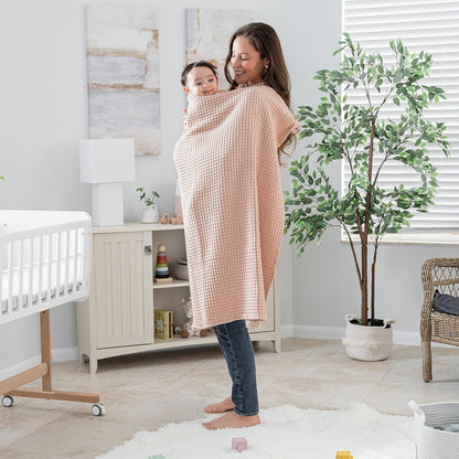 Comfy Cubs Manta para Bebé Tejido Waffle – 102 x 102 cm – Manta de Algodón Suave con Diseño Texturizado – Ligera y Acogedora para Recién Nacidos, Niños y Niñas Rubor