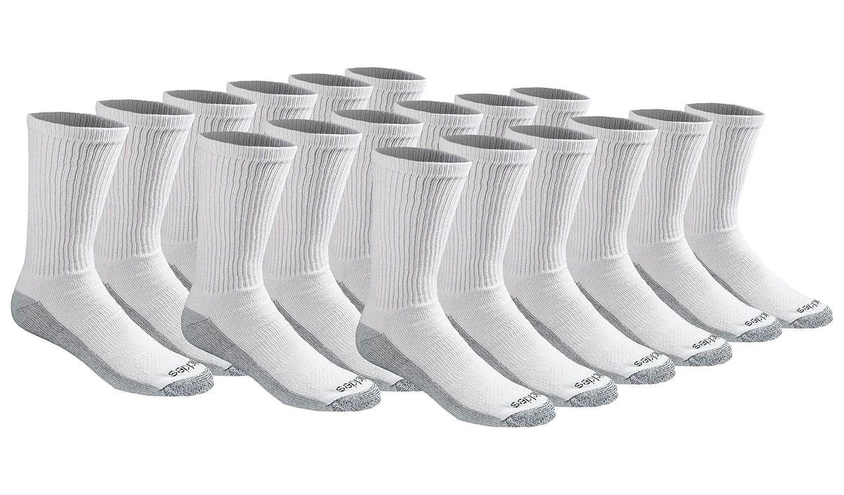 Dickies Calcetines Deportivos para Hombre, Talón y Puntera Reforzados - G - Blanco (18 Pares)