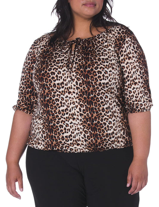 Star Vixen Camiseta Campesina de Manga 3/4 para Mujer, Talla Grande, con Lazo y Dobladillo Inferior elástico