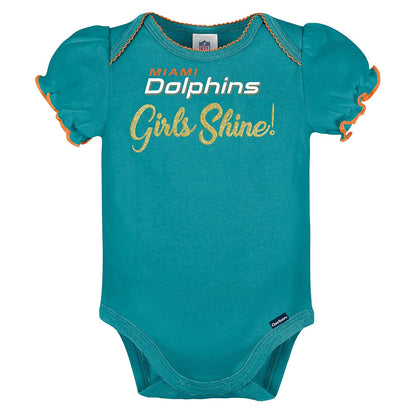 Gerber NFL baby-girls Nfl Team 3 Pack Short Sleeve Onesie Bodysuit