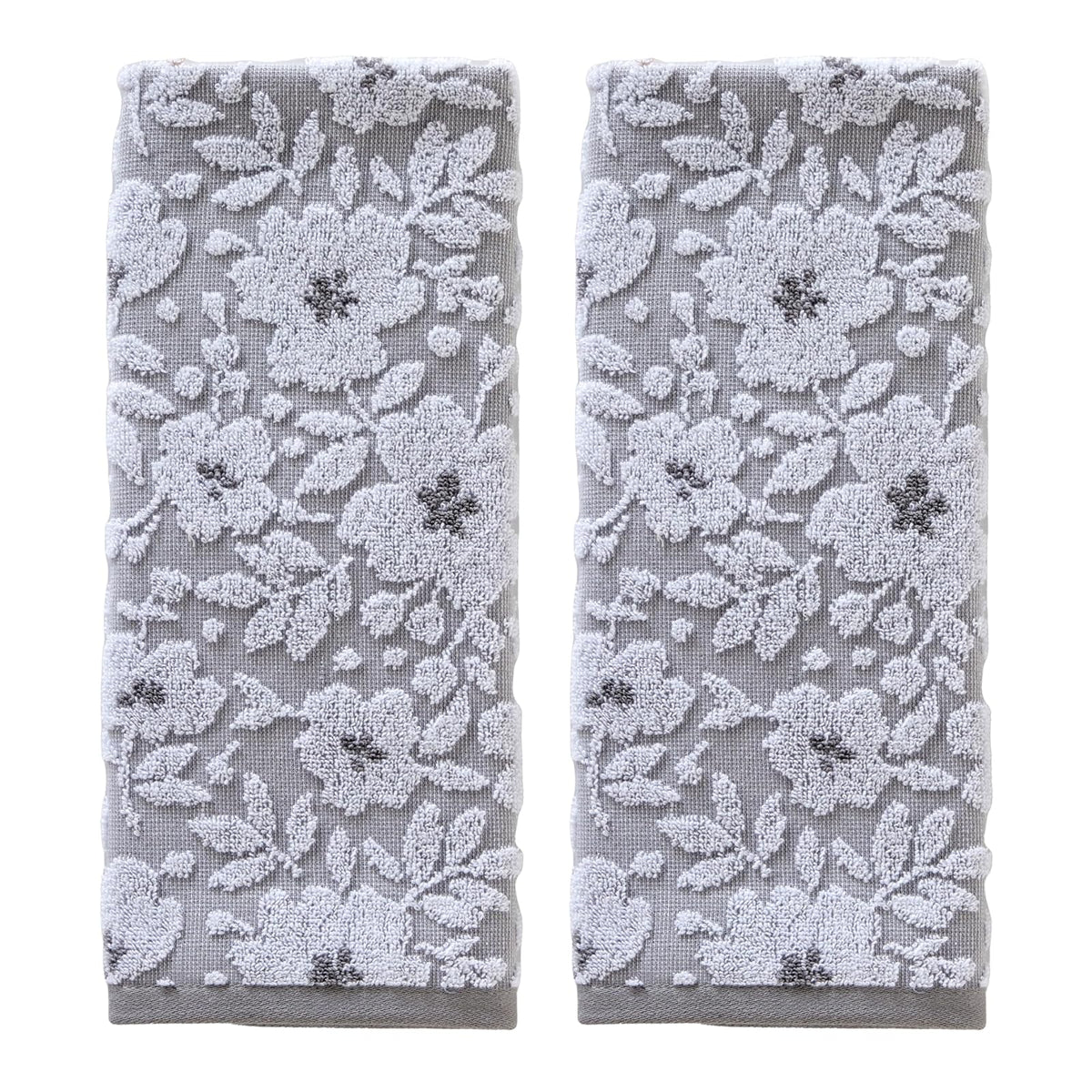 SKL Home - Juego de Toallas de Mano de Jacquard Floral, Gris, 2 Unidades