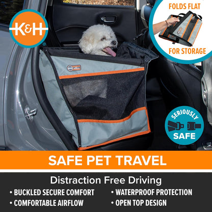 K&H Pet Products Hebilla N' Go Asiento de Automóvil para Mascotas, Gris, Small (21" x 13" x 19")