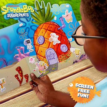 Spongebob - Juego de pegatinas hinchadas, incluye más de 30 calcomanías reutilizables y escenas de juego, libro de actividades de viaje reutilizable para niños, libro de actividades para niños