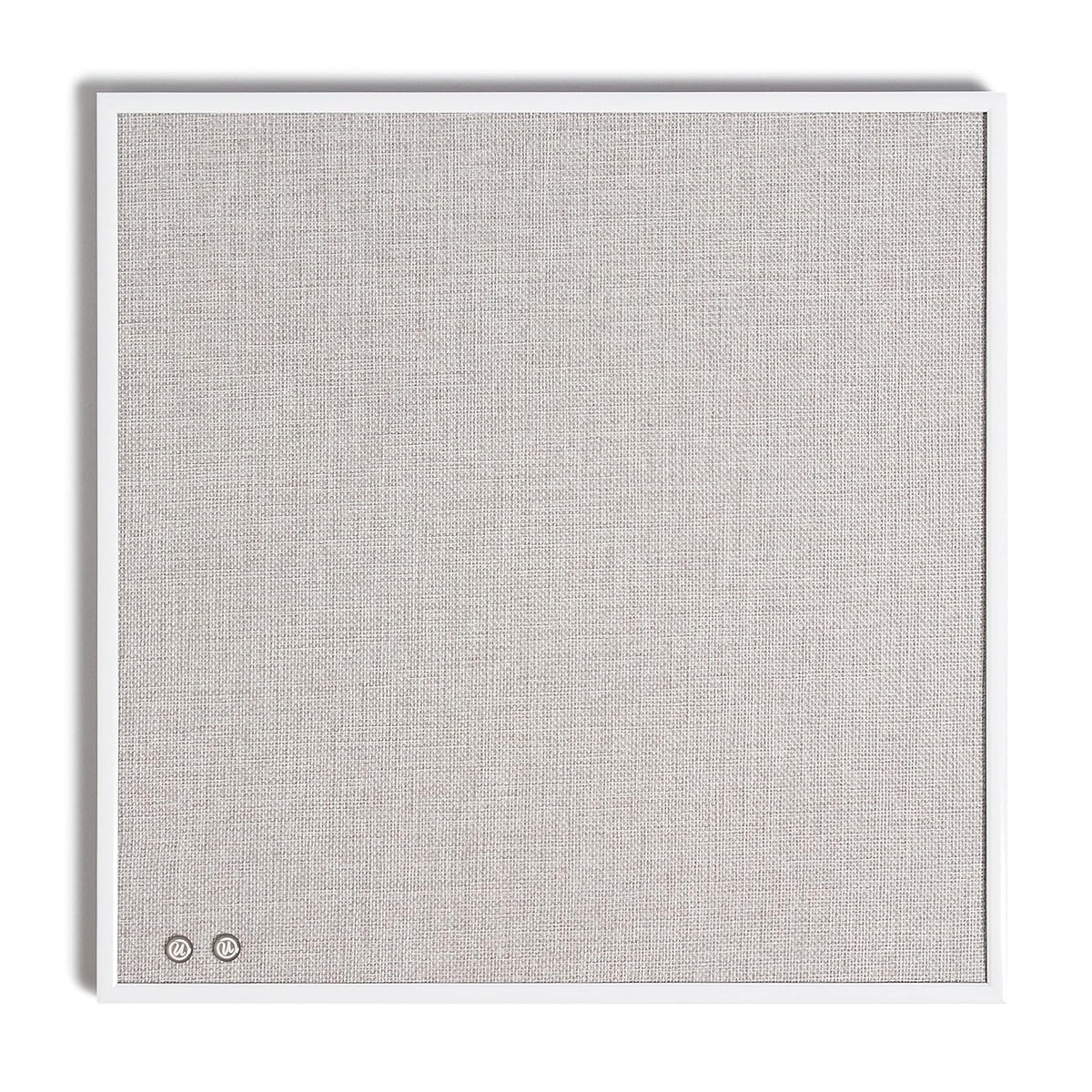 U Brands Farmhouse Linen - Tabla de anuncios de 14 x 14 pulgadas, marco de metal blanco, superficie de pinzado de grado industrial
