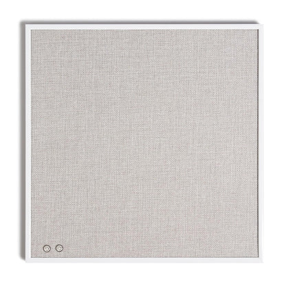 U Brands Farmhouse Linen - Tabla de anuncios de 14 x 14 pulgadas, marco de metal blanco, superficie de pinzado de grado industrial