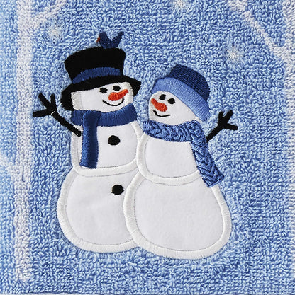 SKL Home - Juego de 2 Toallas de Mano de muñeco de Nieve para Navidad, para baño, Cocina y Regalo, Color Azul