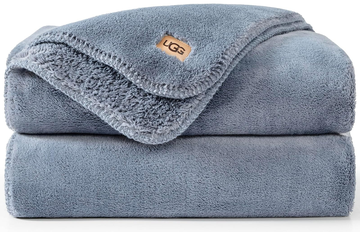 UGG Whitecap Manta de Felpa de Forro Polar - 127 x 177 cm - Tirar - Azul