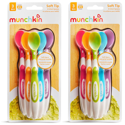 Munchkin - Cucharas para bebés de Punta Suave, Colores Variados, 12 Unidades