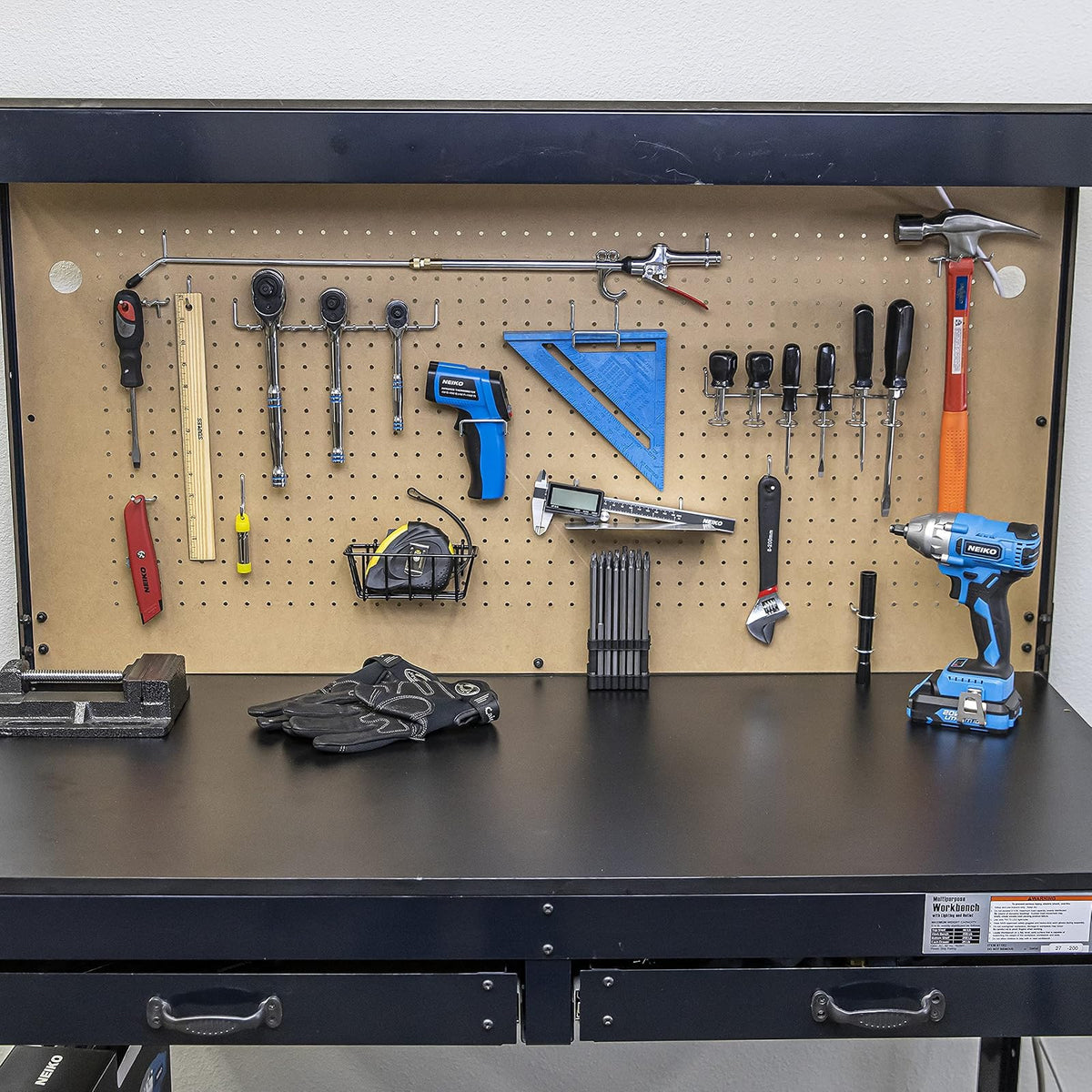 HILTEX 53108 Metal Pegboard Hooks and Accessories Set | 100 Piece | Hanging Tool Set for Garage Organization | Great for Wall Hanging and Shelving, Tool Storage, Craft Organizing