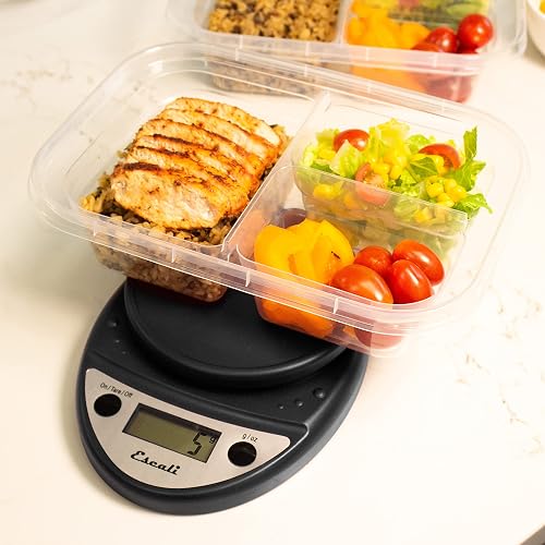 Escali Primo Báscula digital de alimentos multifuncional para cocina y báscula de cocción para medición precisa de peso y control de porciones, 8.5 x 6 x 1.5 pulgadas, negro