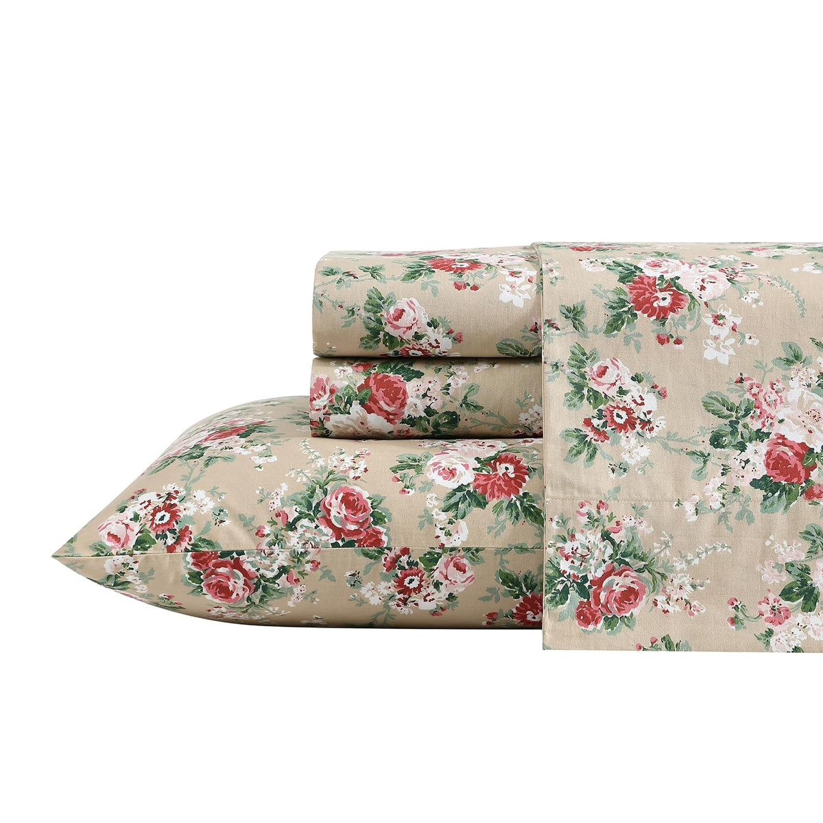 Laura Ashley Ashfield Juego de Sábanas de Percal - Mellizo - Ashfield Beige