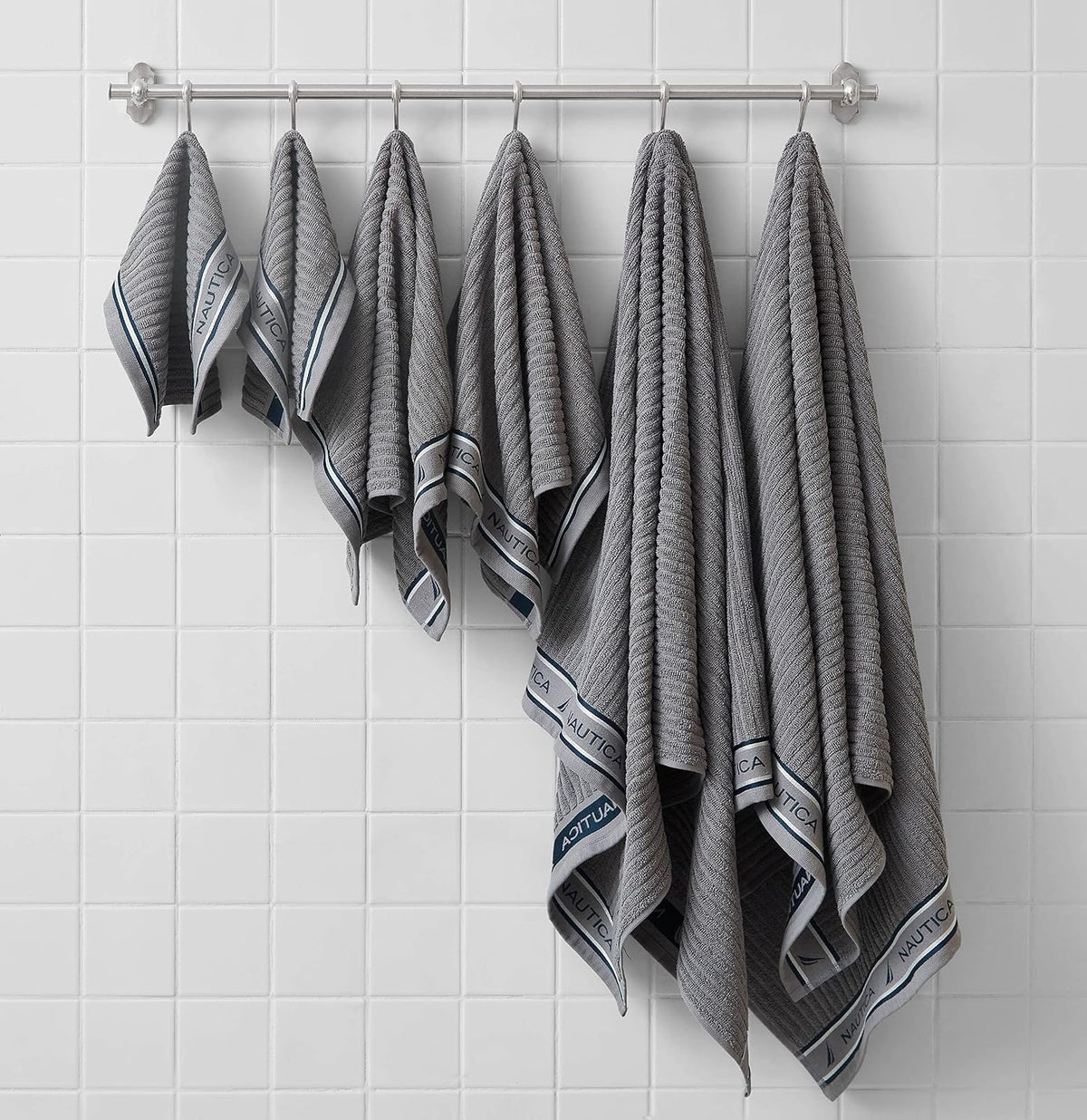 Nautica - Juego de Toallas de baño 100% algodón, Suave y Absorbente, Juego | 100% algodón, suave y absorbente, de secado rápido, lavable a máquina, fácil cuidado, comodidad durante todo el año
