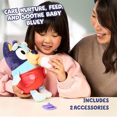 Bluey Care and Cuddle - Juguete de Peluche Suave para bebé, 11 Pulgadas, Juguete electrónico Interactivo de Peluche con 10 Sonidos Diferentes, Juguetes Suaves para niños a Partir de 3 años