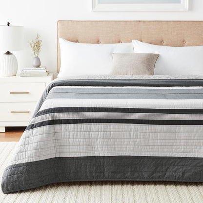 Nautica Colección Vessey | Colcha 100% algodón Reversible y Ligera, prelavada para Mayor Comodidad, fácil Cuidado, Lavable a máquina, King, Gris