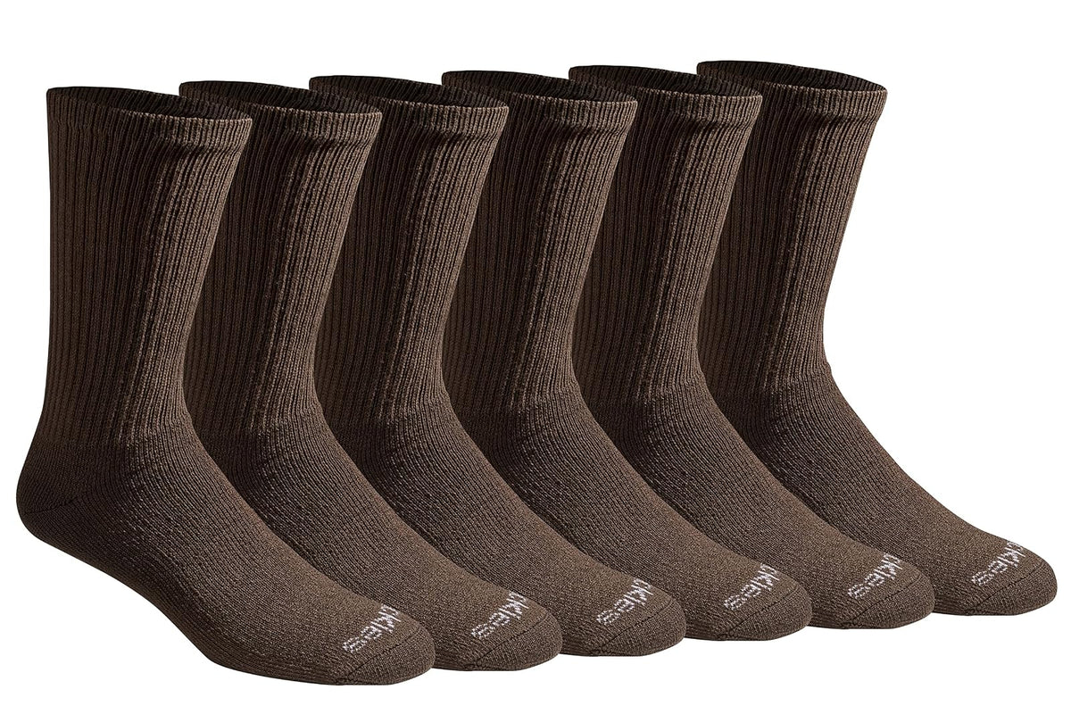 Dickies Calcetines Deportivos para Hombre, Talón y Puntera Reforzados - Shoe Size: 6-12 - Essential Worker marrón (6 pares)