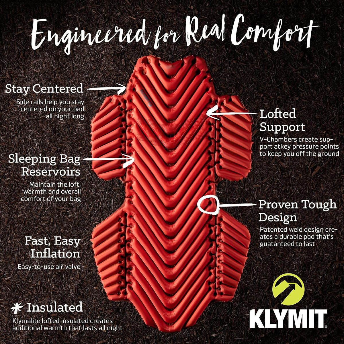 Klymit Hamaca V Cojín de Dormir, Comodidad Inflable, par con Hamaca Transversal, el Mejor Equipo para Acampar