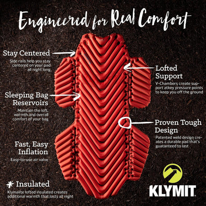 Klymit Hamaca V Cojín de Dormir, Comodidad Inflable, par con Hamaca Transversal, el Mejor Equipo para Acampar