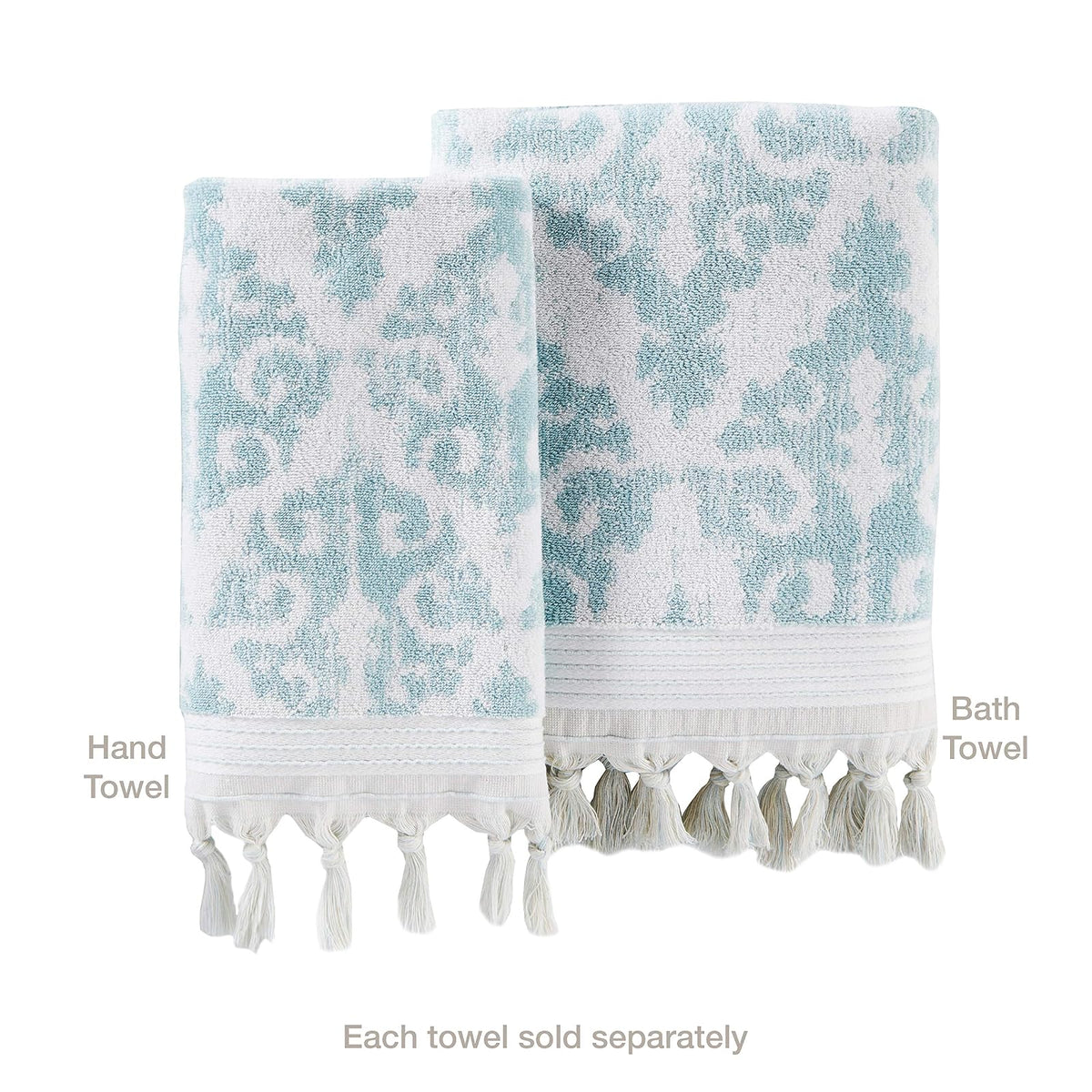 SKL Home Mirage - Flecos, Toallas de Mano, Aqua, Juego de 2, Agua (Aqua), Hand Towel Set, 1