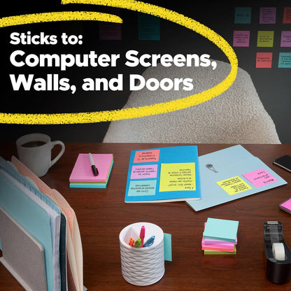 Post-it Super Sticky Notes 3 x 3 in | Colección edición limitada, 15 almohadillas, 45 hojas por bloc, multicolor, poder adhesivo 2x