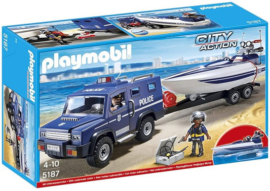 Playmobil Automóvil de Policía con Lancha