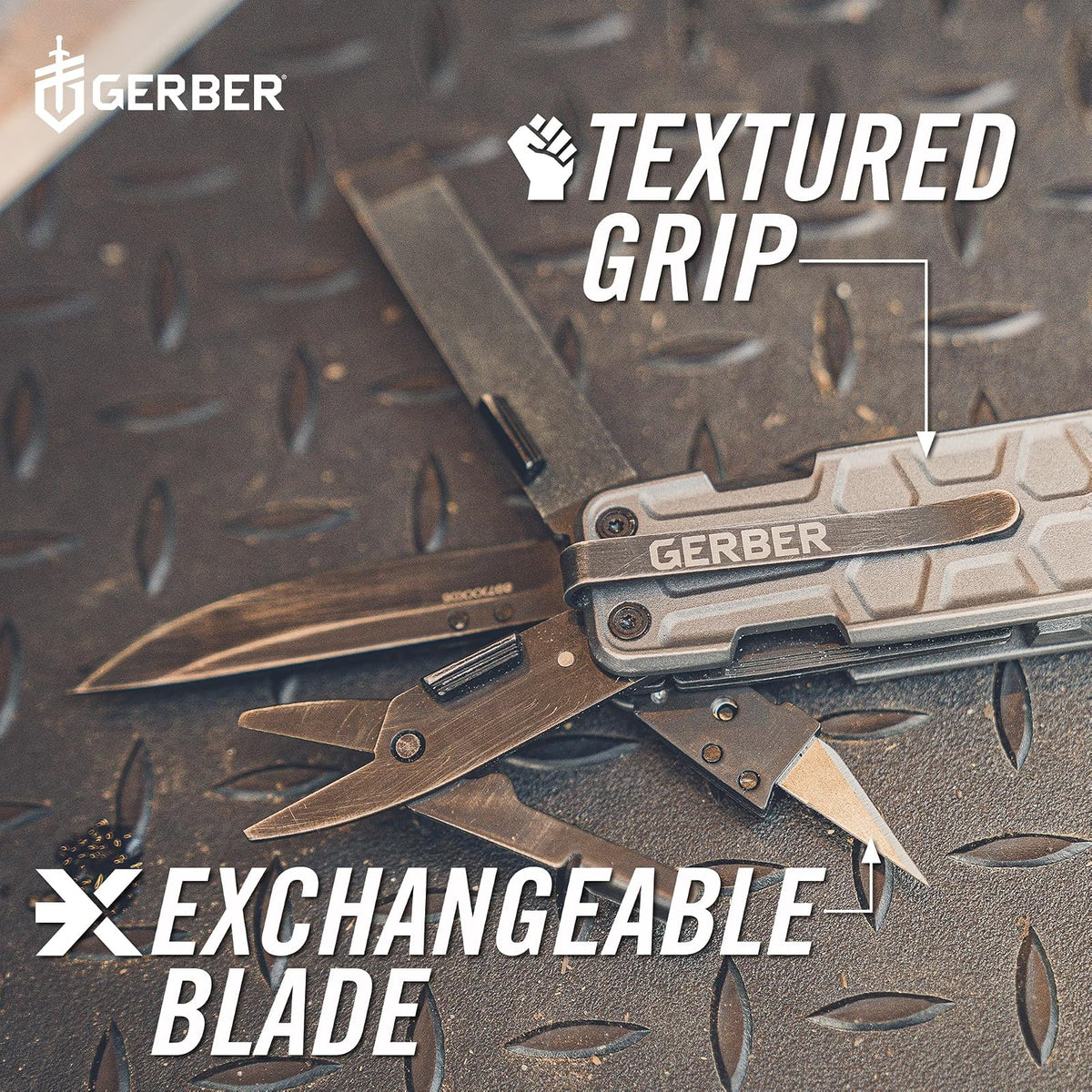 Gerber Gear Lockdown Pry 10 en 1 Multiherramienta EDC Cuchillo de bolsillo con barra de palanca para supervivencia, caza y pesca, regalos para hombres