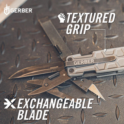 Gerber Gear Lockdown Pry 10 en 1 Multiherramienta EDC Cuchillo de bolsillo con barra de palanca para supervivencia, caza y pesca, regalos para hombres