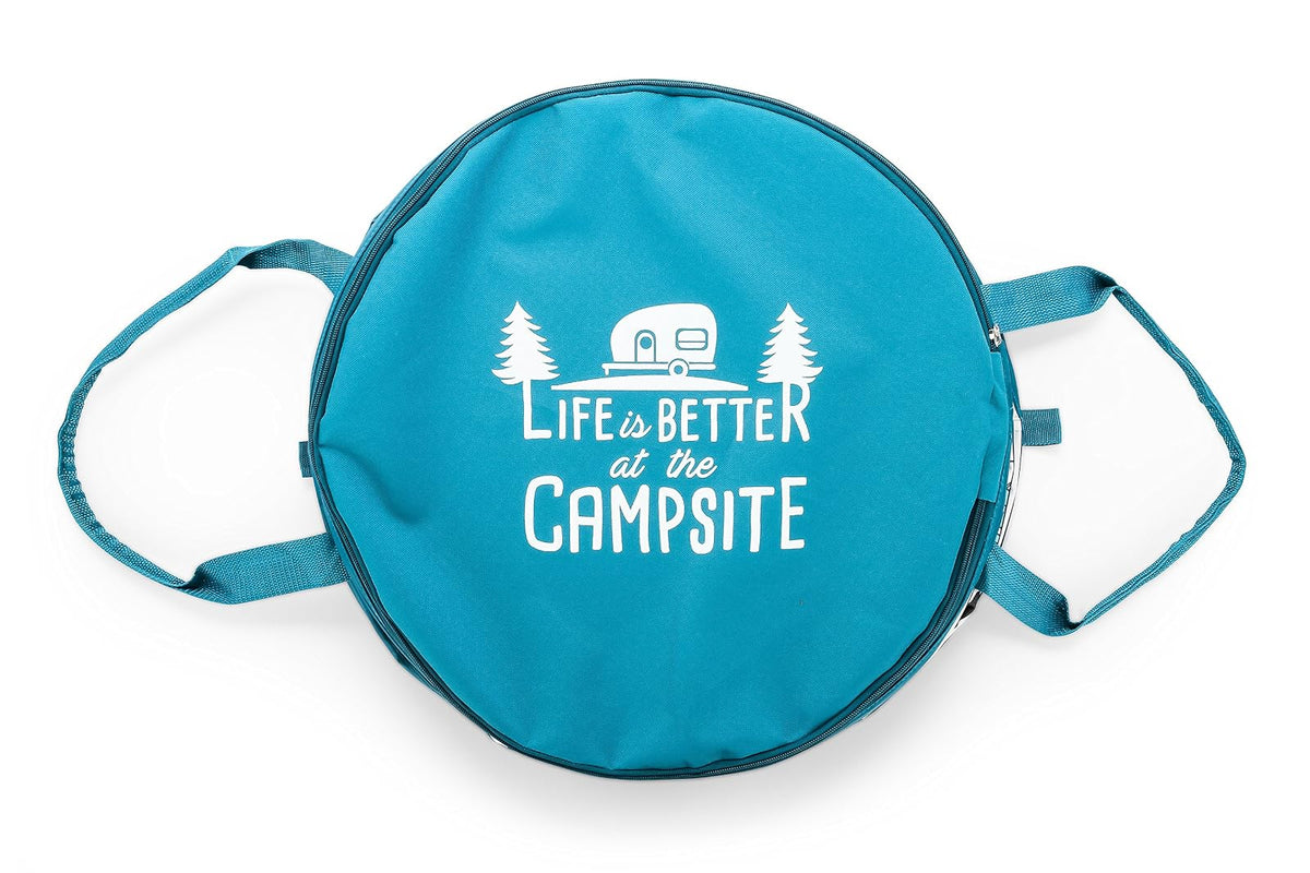 Camco Tear Resistant Pop Up Utility Container, Can Be Used as a Collapsible Storage or Toy Bin 18" x 24" Life Is Better at The Campsite RV Print Design - (42986)