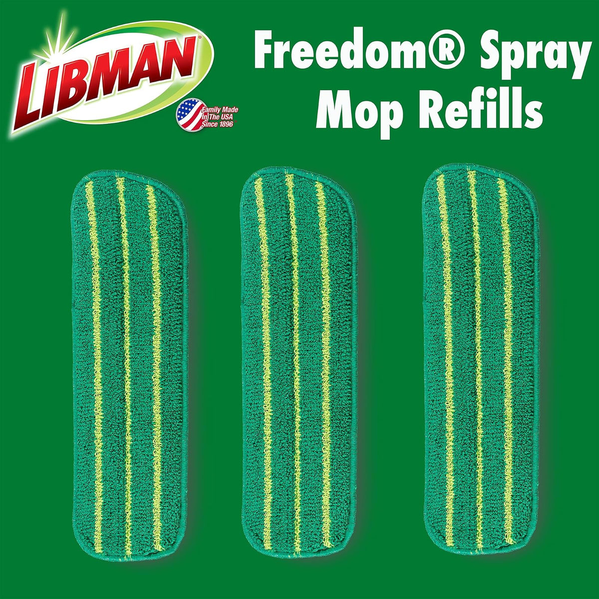 Libman Freedom - Recambios para trapeador en Aerosol, 3 Piezas, Color Verde