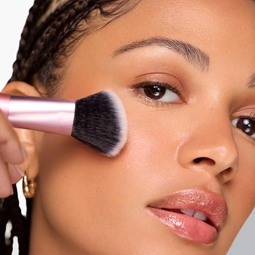 Real Techniques Ultimate Multi Tasker Pincel, Dual Ended Makeup Brush for Foundation, Blush Bronzer & Powder, Precision Sculpting & Blending, UltraPlush Cerdas, Crueldad, 1 Count