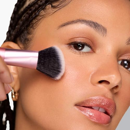 Real Techniques Ultimate Multi Tasker Pincel, Dual Ended Makeup Brush for Foundation, Blush Bronzer & Powder, Precision Sculpting & Blending, UltraPlush Cerdas, Crueldad, 1 Count