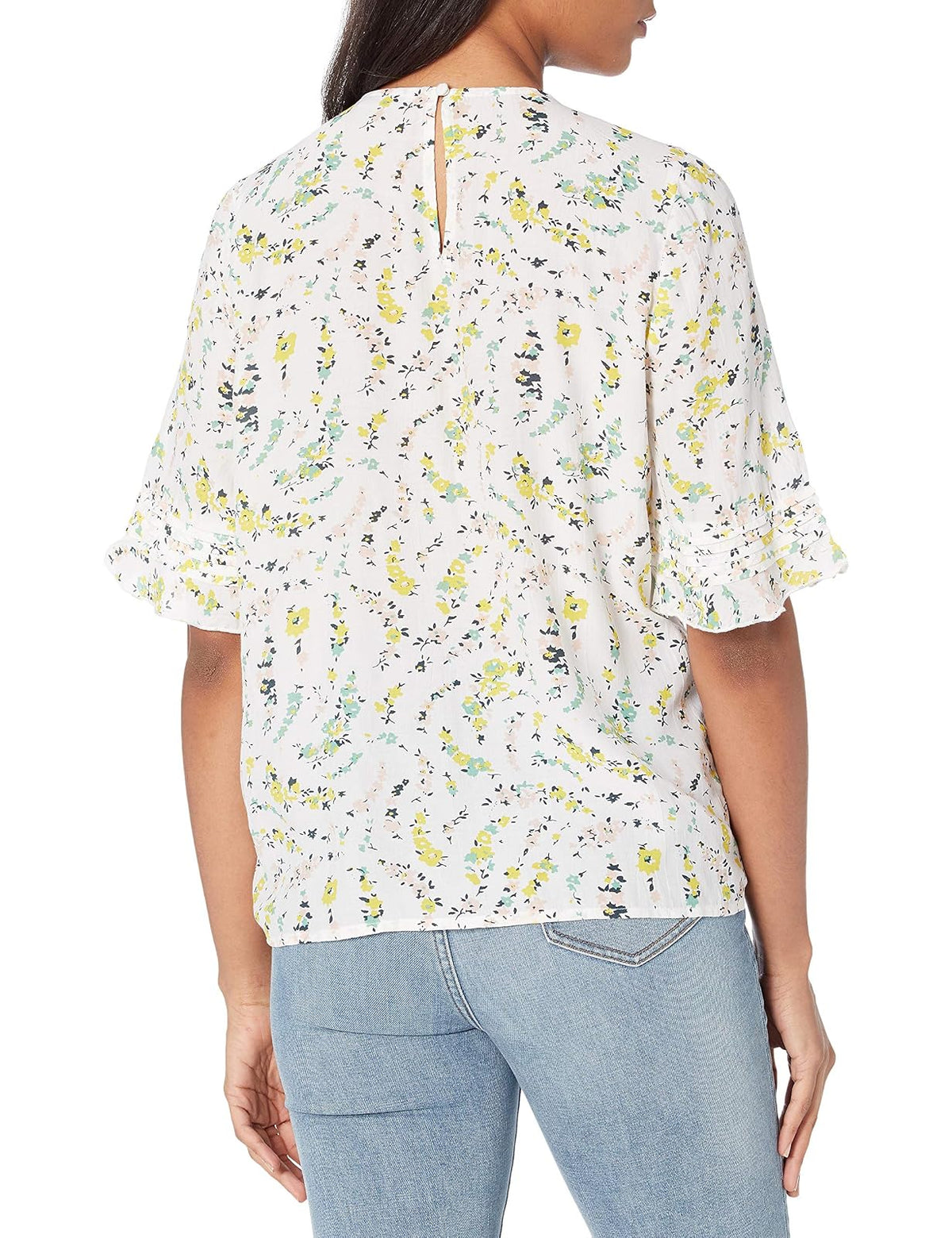 Lucky Brand Camiseta de Manga Corta con Cuello Redondo Skylar, alforzado Blusas para Mujer