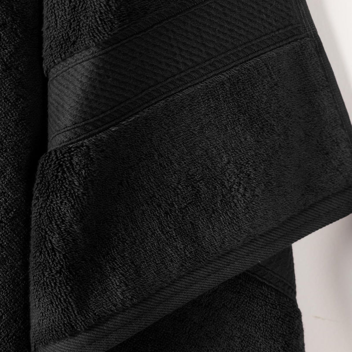 Superior 900 Gram Egyptian Cotton 2-Piece Bath Towel Set, Black | Juego de toallas de lujo de secado rápido, artículos esenciales de baño para baño, baño de invitados, spa, baño de 2 piezas