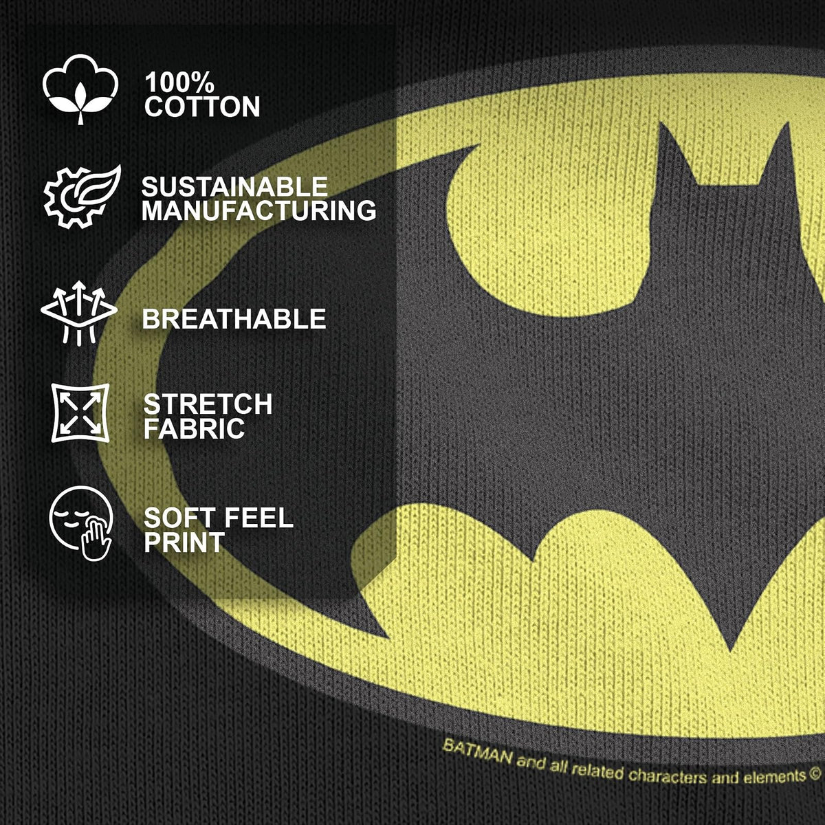 DC Comics Men's Batman Basic Logo T-Shirt, Black