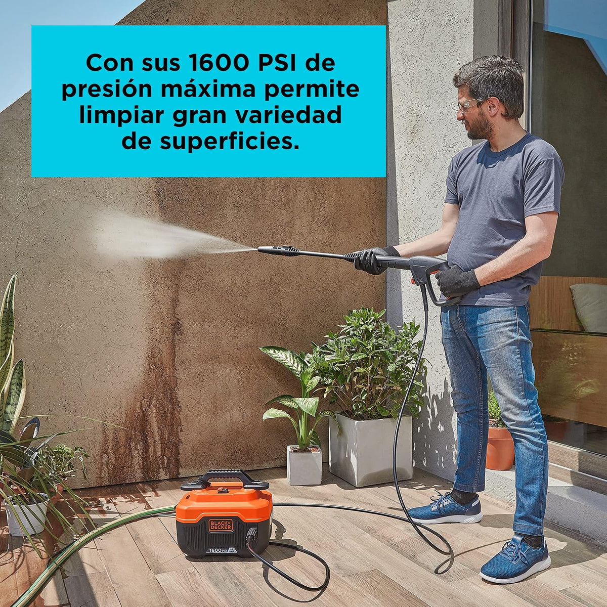 BLACK+DECKER Hidrolavadora Eléctrica, 1300W, 1600 PSI, BEPW1600H