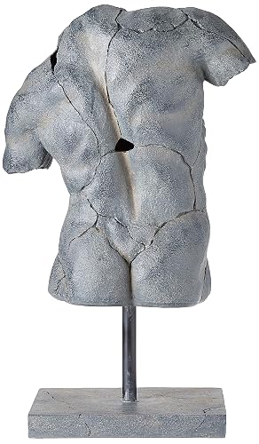 Sagebrook Home Escultura Moderna de Torso Masculino Agrietado de Estatua de Resina con Acabado Negro Texturizado decoración artística del hogar 15 x 9 x 25 Pulgadas