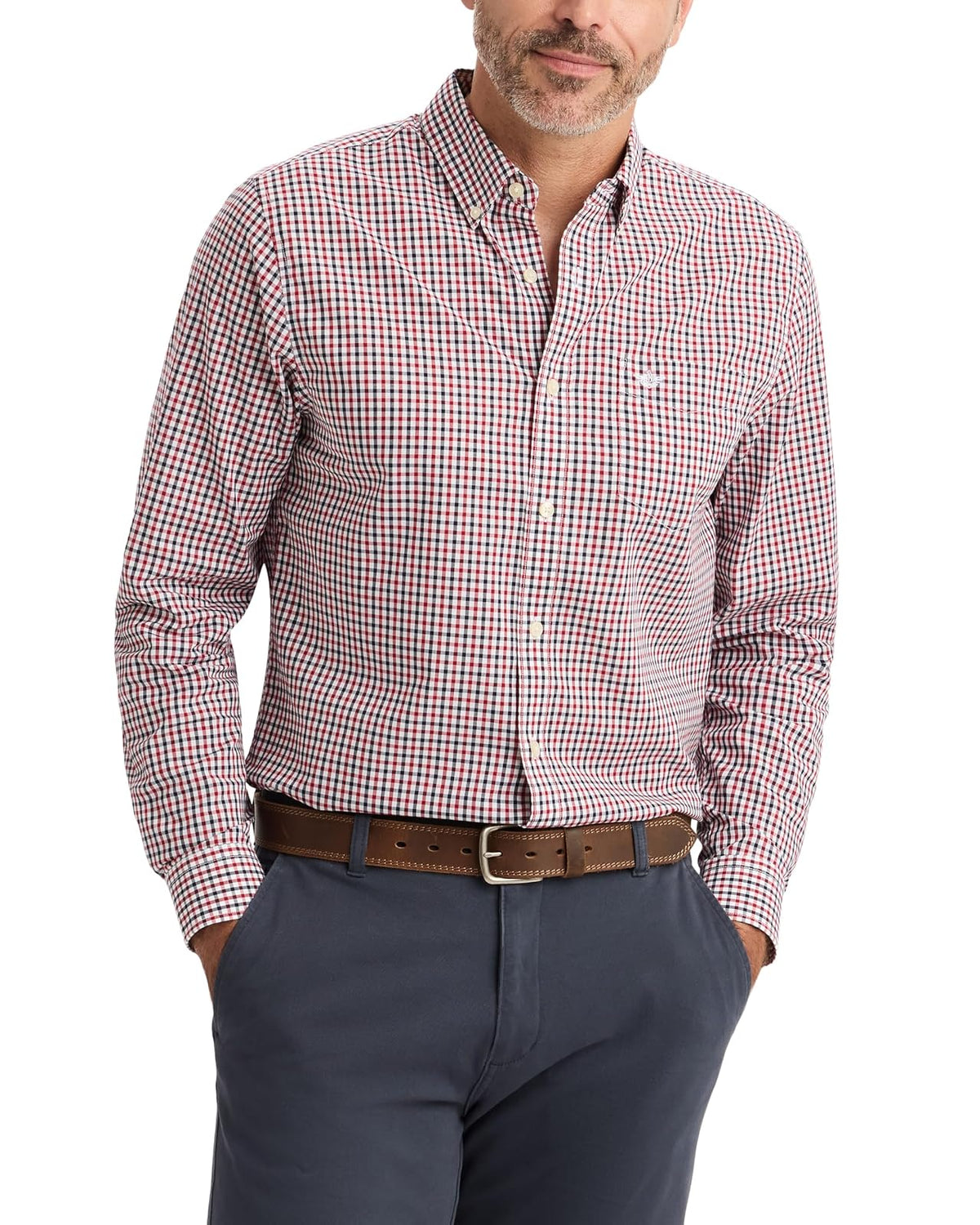 Dockers Camisa de Cuadros para Hombre, Stain Defender - XXL - Rio Red Plaid