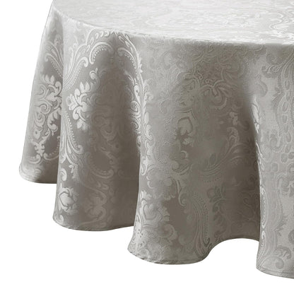 Elrene Home Fashions Caiden Elegance - Mantel de Damasco Resistente al Agua y Manchas - Plata - 213.4 x 152.4 cm (Ovalado)