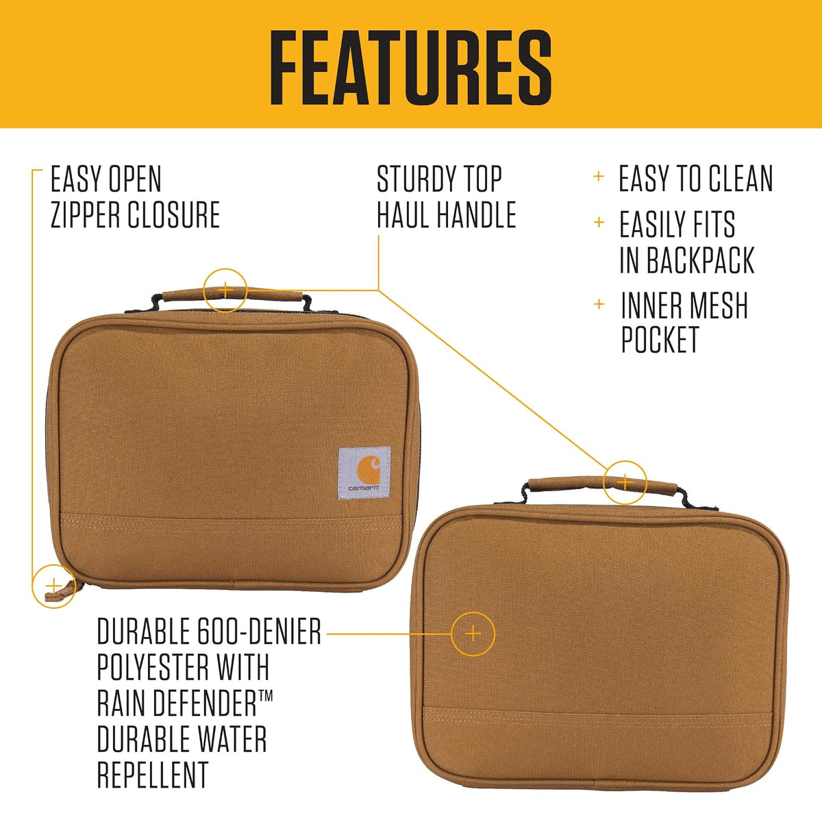 Carhartt - Enfriador de almuerzo aislado para 4 latas, totalmente aislado, duradero y resistente al agua
