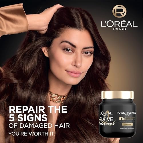 L'Oreal Paris Elvive Total Repair 5 Power Restore Tratamiento multiusos con 91 g de concentrado de reparación con proteína por frasco, 23 fl oz