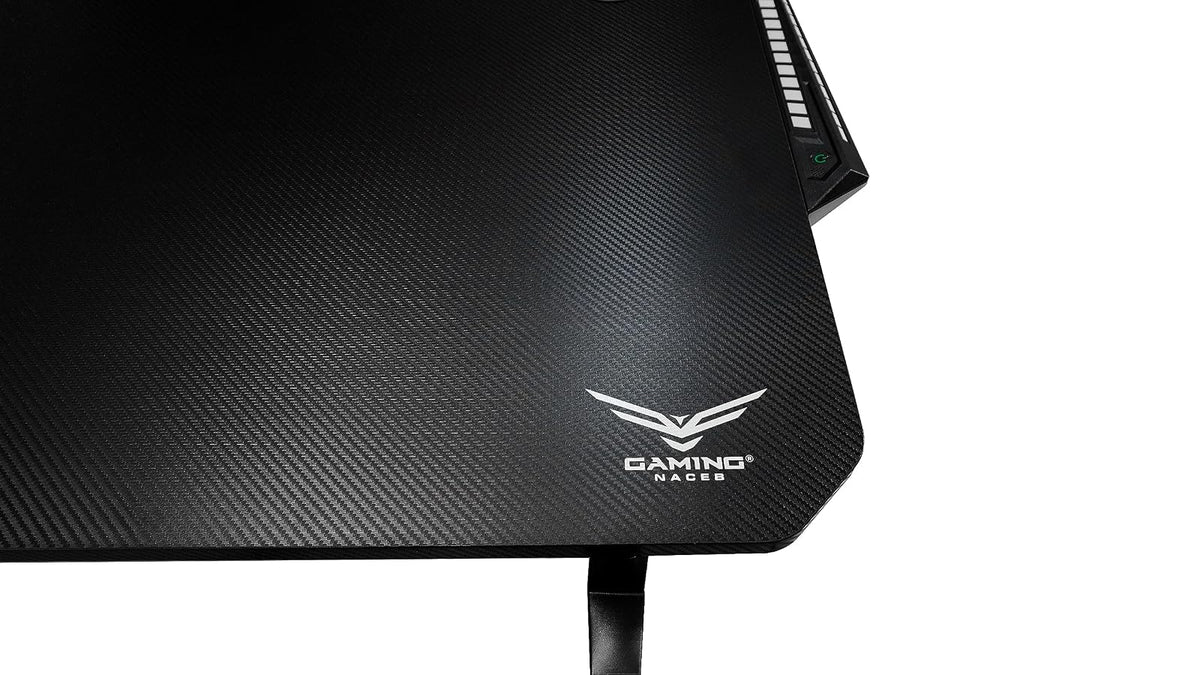 Gaming NACEB Escritorio Gamer de Fibra de Carbono NA-0628 - Escritorio para PC con LED para Setup Gamer - Negro