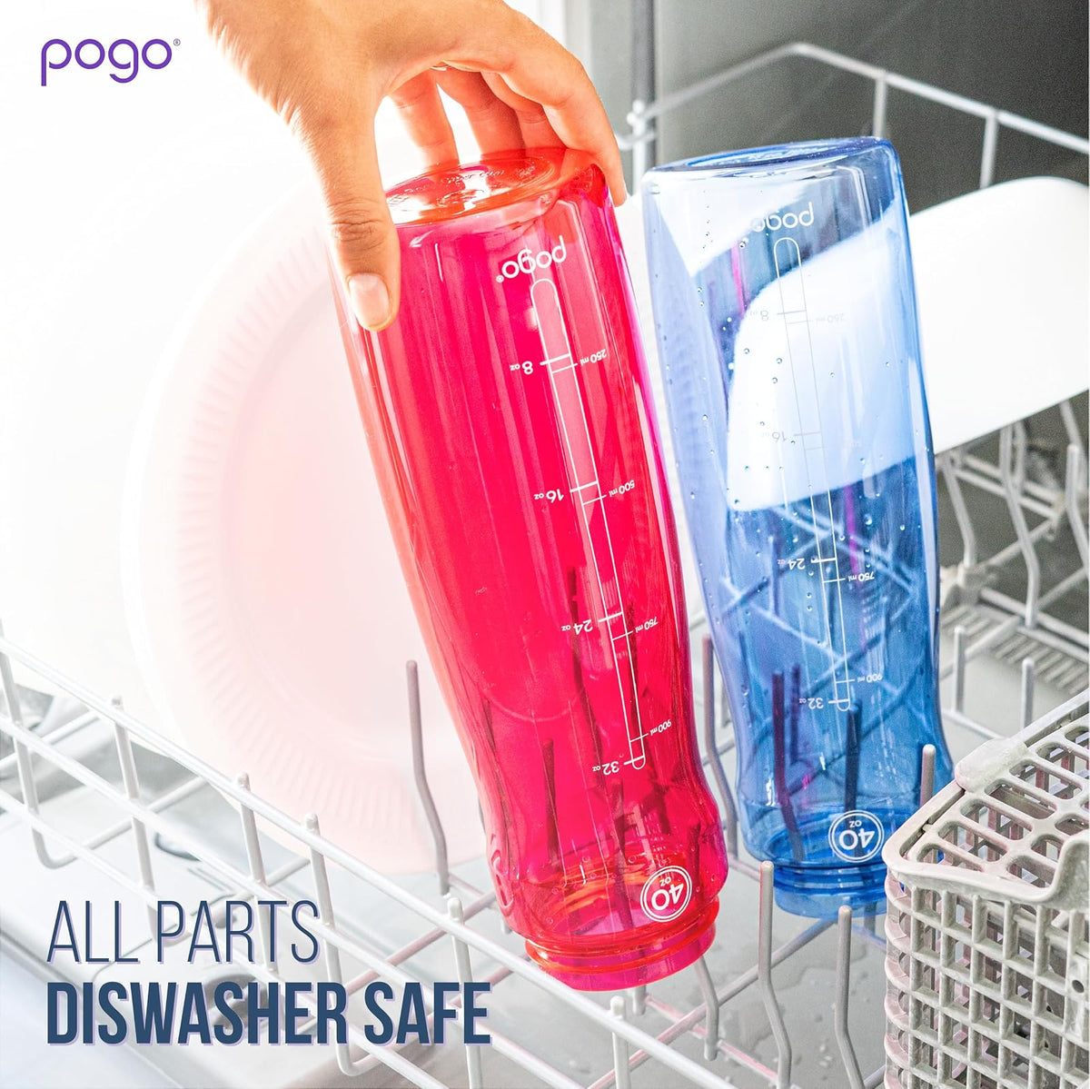 Pogo Botella de Agua con Tapa deslizable, de plástico sin BPA, 532.32 ml