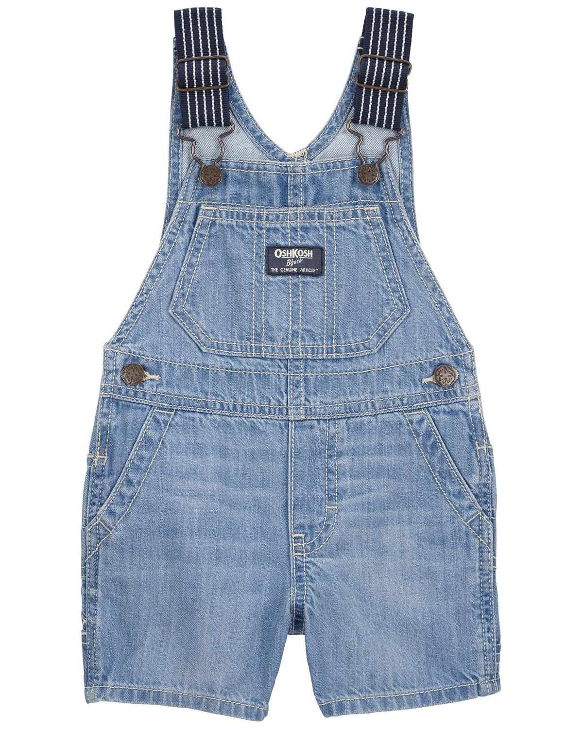 OshKosh B'Gosh Overol Sin Mangas con Estampado de Búfalo para Niños - 12 Meses - Pantalón corto azul cielo